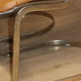 Series of 6 vintage Cidue Italy chairs in leather and metal, 1970s