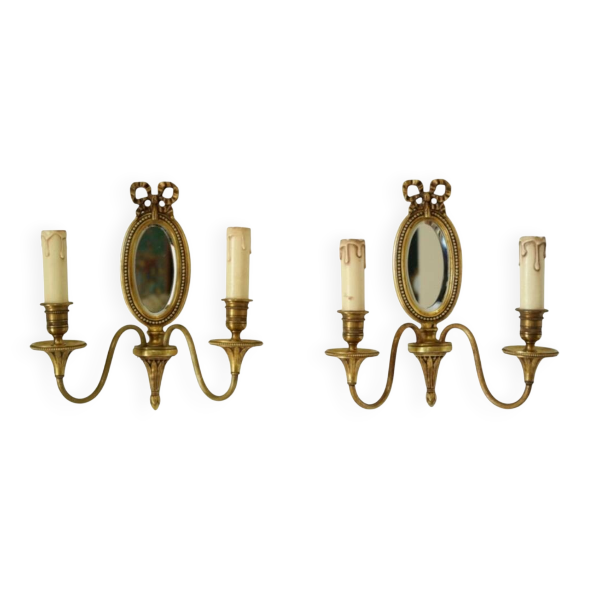 Paire d'appliques en bronze style Louis XVI Lucien Gau