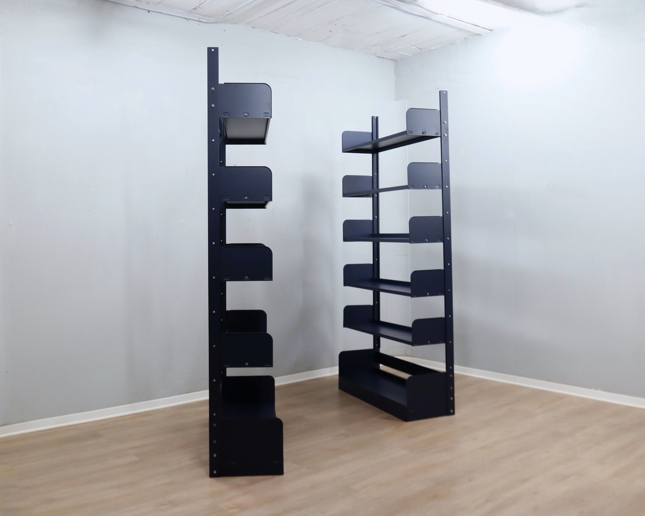 Restored Congresso modular metal bookcases LIPS VAGO 1970s, set of 2