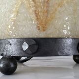 Wrought iron lamp and Perspex lampshade with herbarium decor