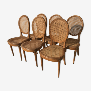 6 chaises cannées louis XI