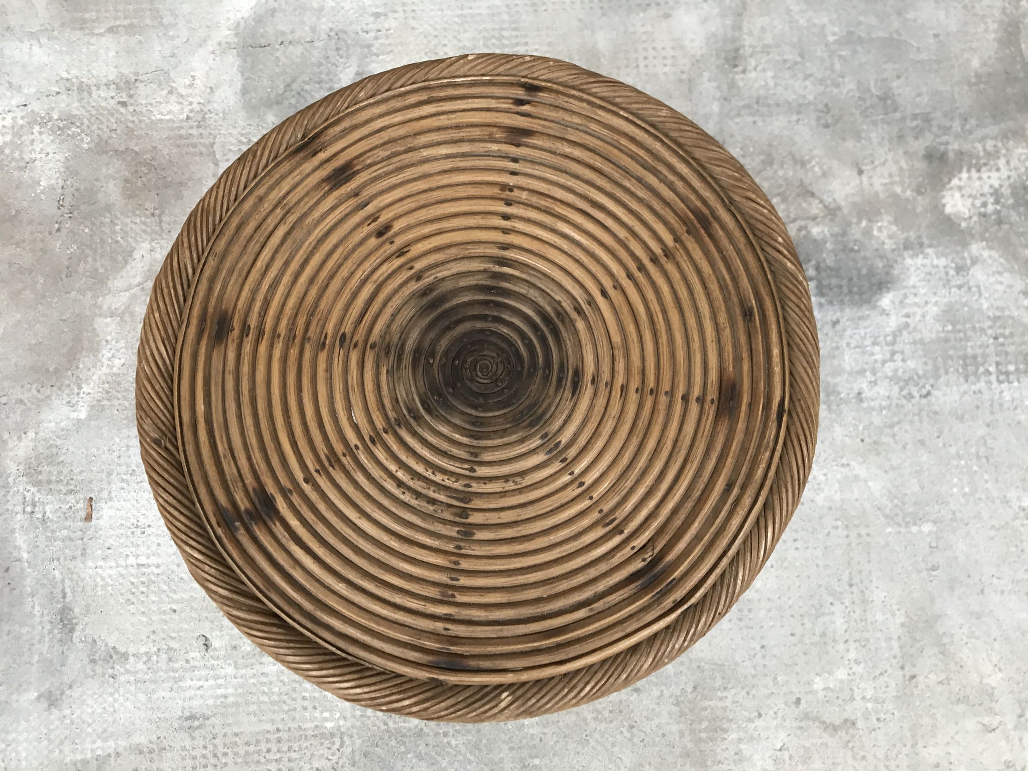 Bamboo stool 50s Decoration natural wood rattan wicker Vintage Plant Door