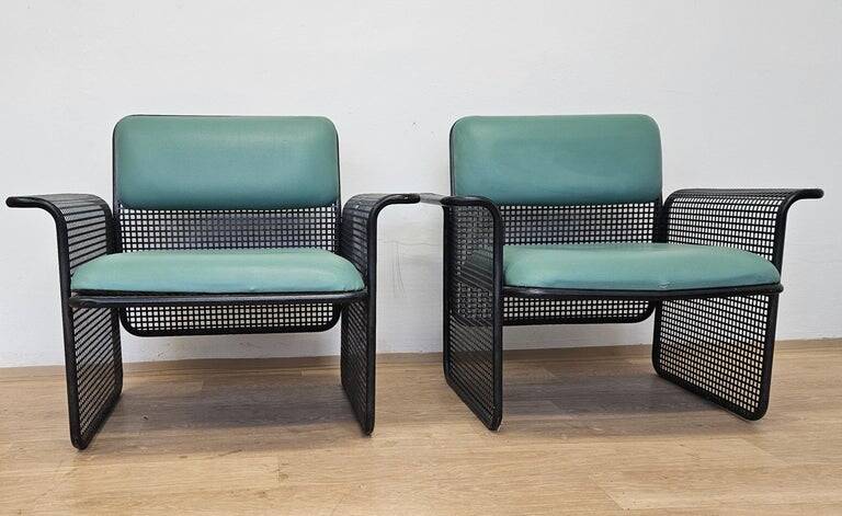Set of Two Rare Metal Armchairs Talin Vicenza, Italy, 1970s