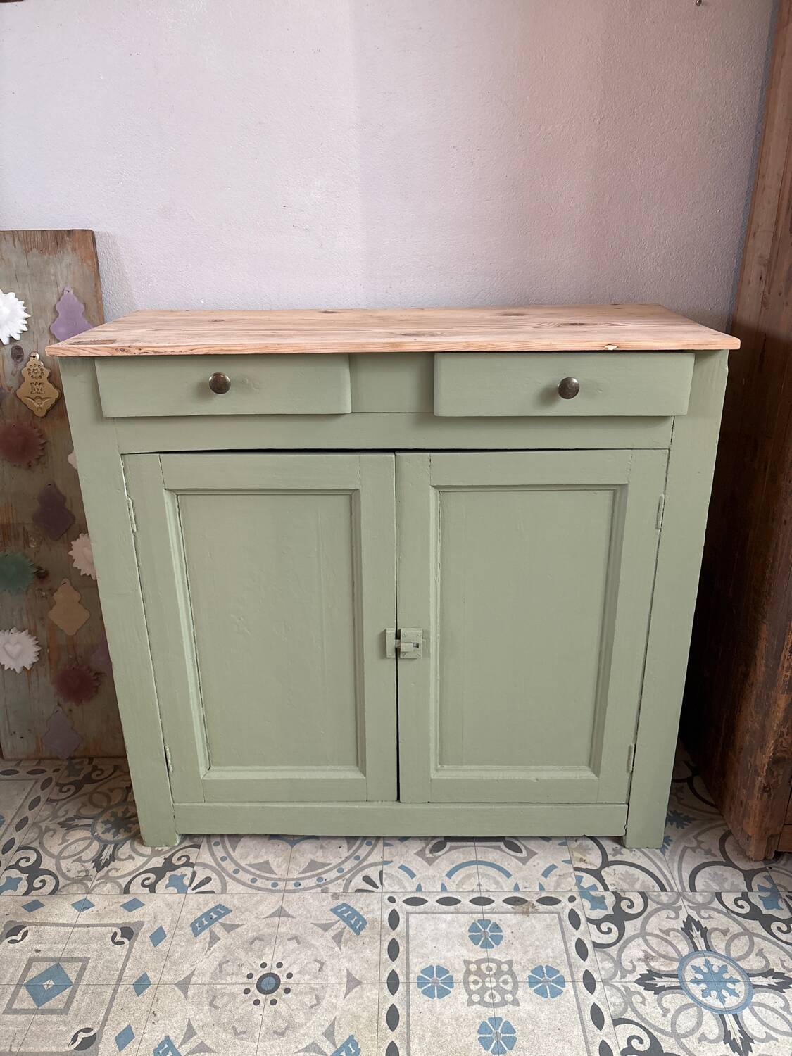 Old sage green sideboard