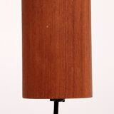 Vintage Temde Hanging Lamp with Teak and Raffia 1960s Germany.