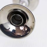 Candle holder in silver metal and lucite