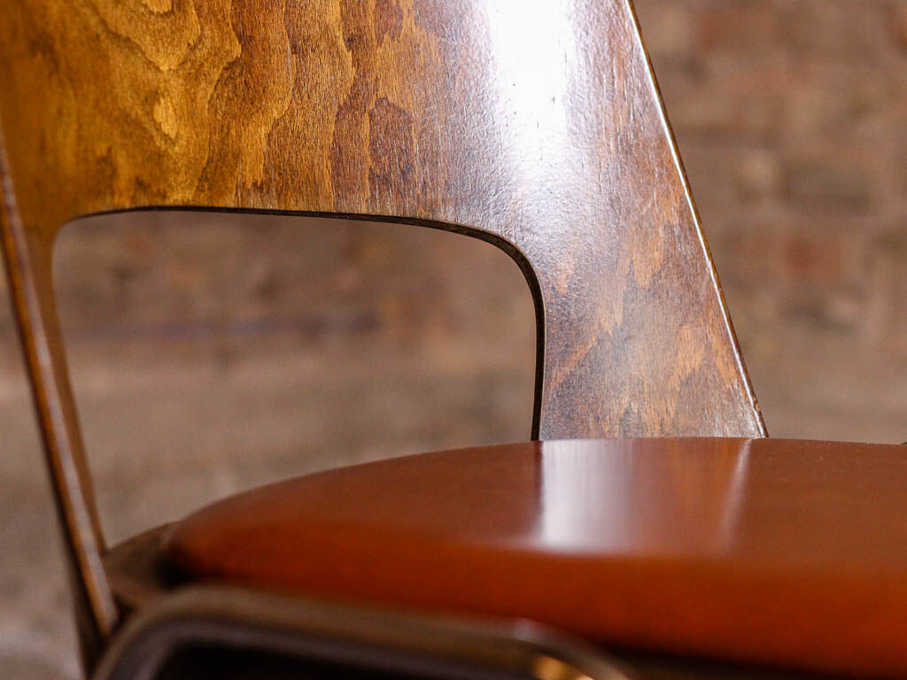 6 Baumann chairs in cognac imitation leather, circa 1960