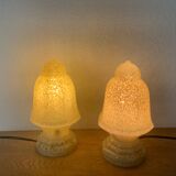 2 Lampes Art Deco Globe Verre De Clichy Jaune.