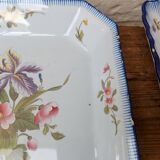 Set of 2 old square Charolles plates with flower pattern