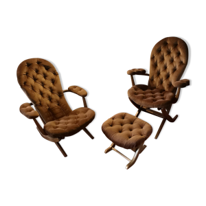 Paire de fauteuils pliant en velours