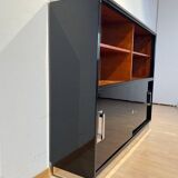 Vintage Bauhaus Office Cabinet in Black Lacquer and Mahogany, 1930