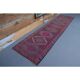 1960s Purple Pink Natural Turkish Hand-Knotted Runner Rug 81x327