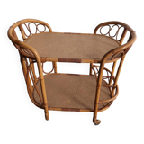 Vintage rattan serving trolley