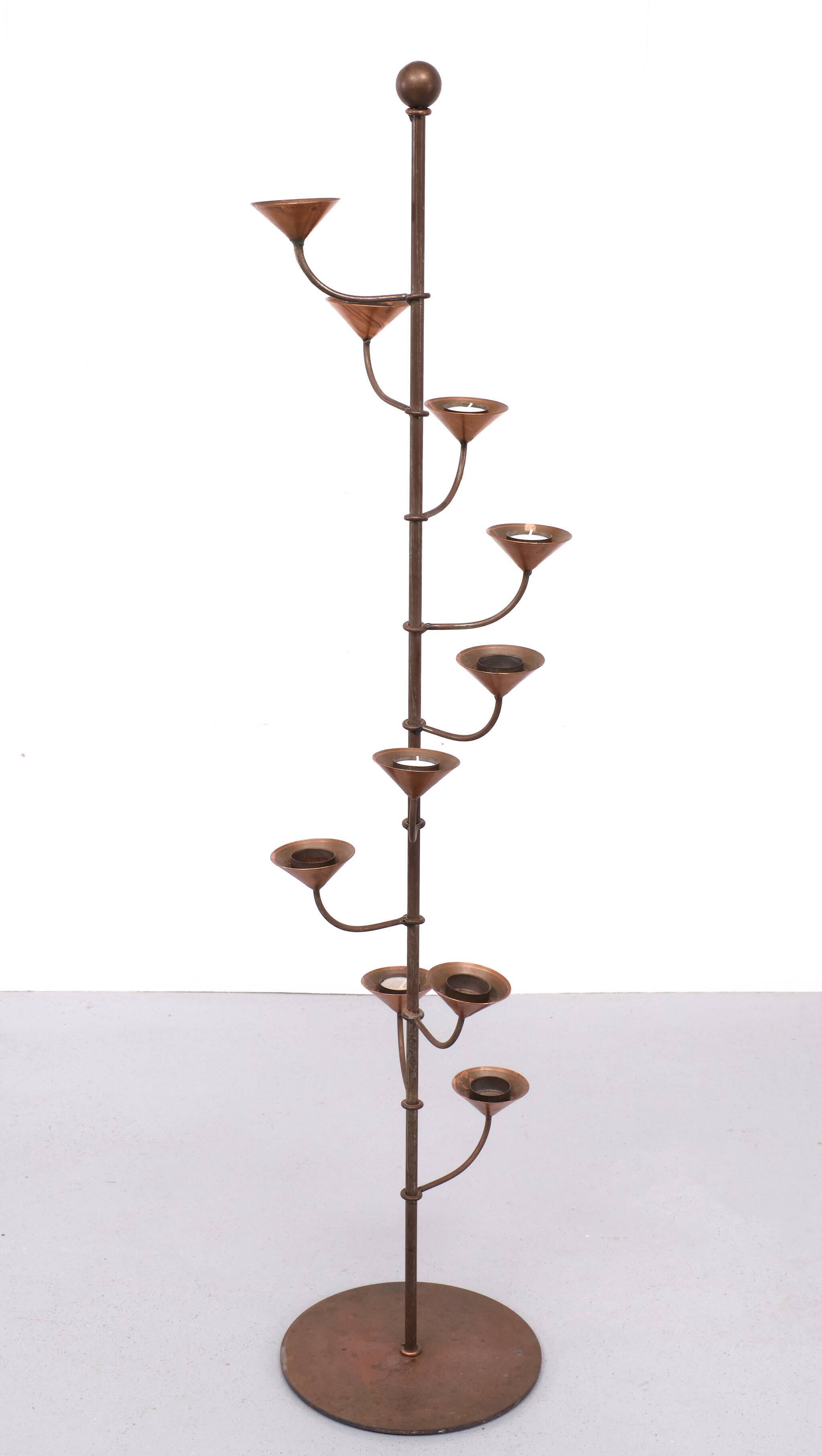 Scandinavian Brass standing candle stick 1960s