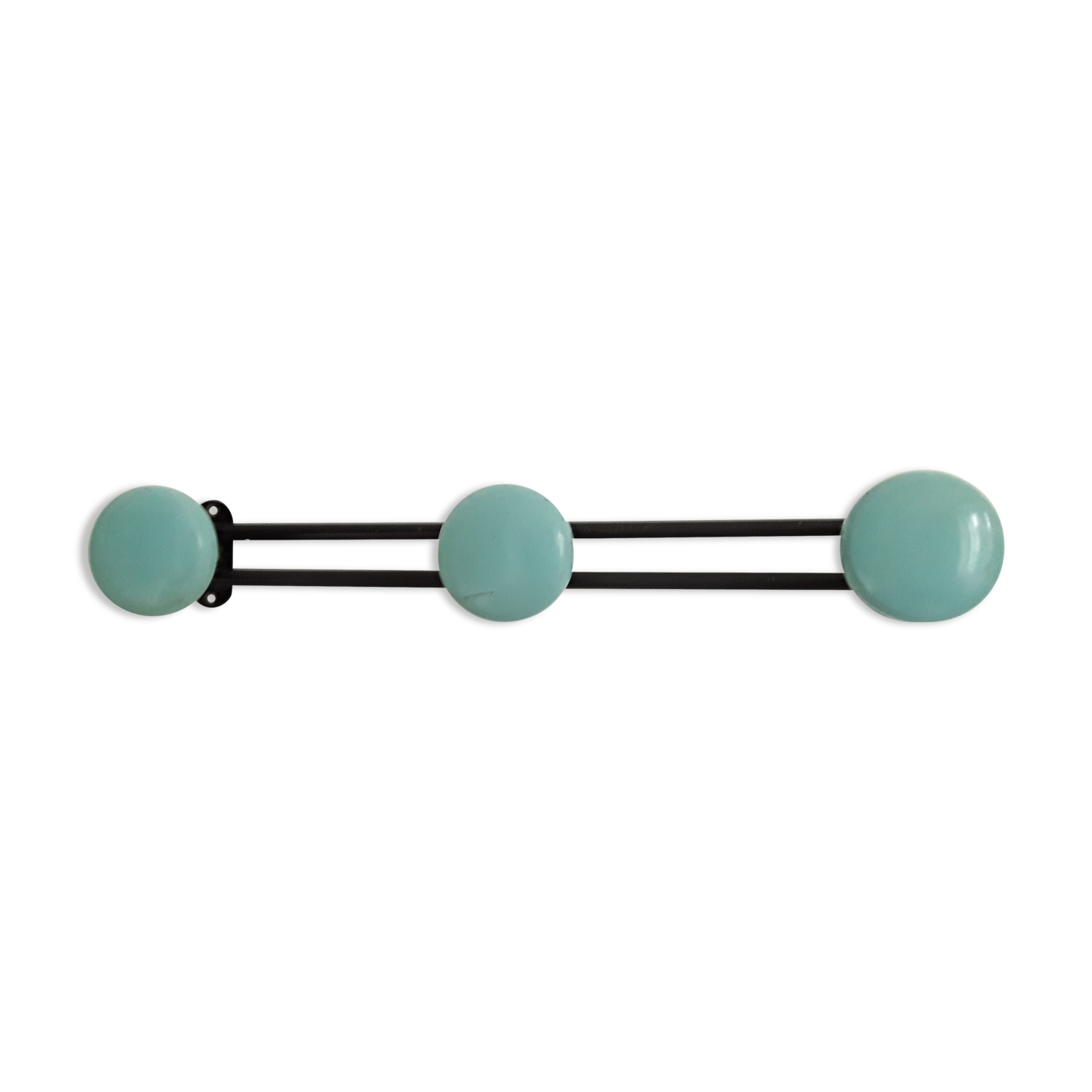 Porte manteau vintage 3 patères métal bleu et noir