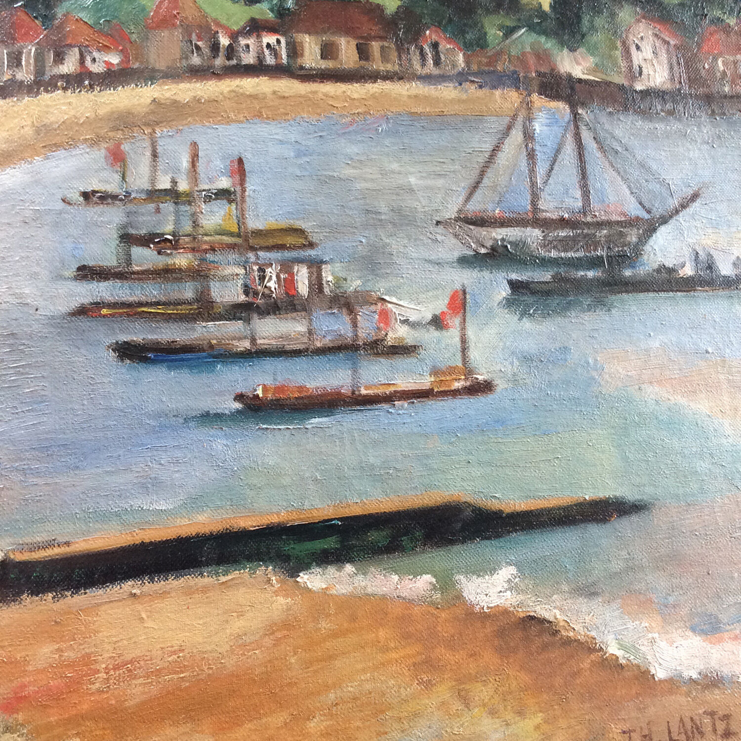 Oil on canvas 40's "The seaside"