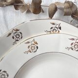 7 assiettes creuses porcelaine vintage digoin sarreguemines modèle raphael motif fleurs dorées