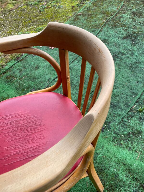 Fauteuil Baumann n°21 assise simili cuir