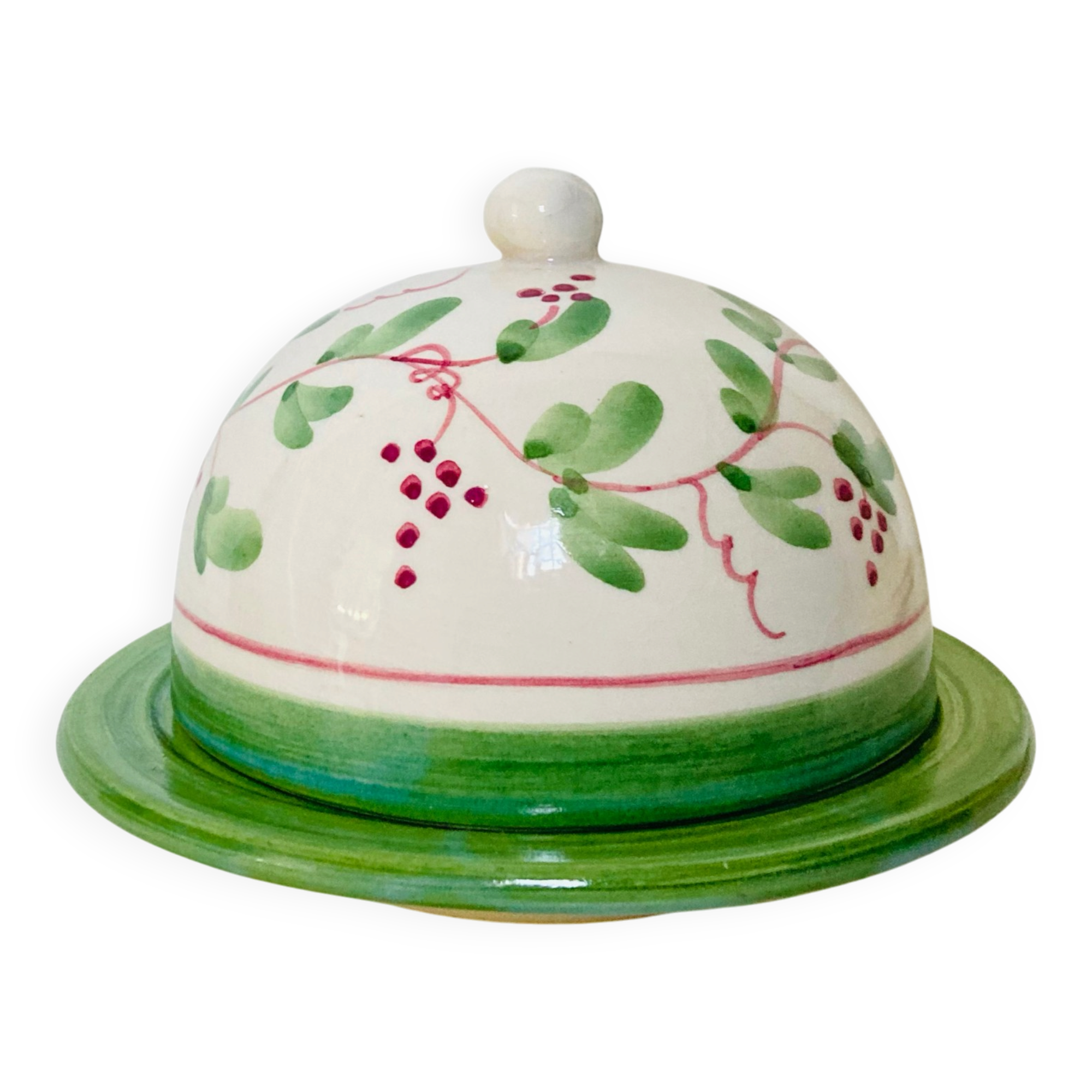 Butter bell in faience from the 20th century signed Mesves R.R Renaud Rémusat.