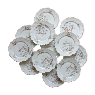 12 dessert plates in old porcelain polychrome floral decoration early twentieth century