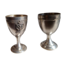 Set of 2 old egg cups in silver metal