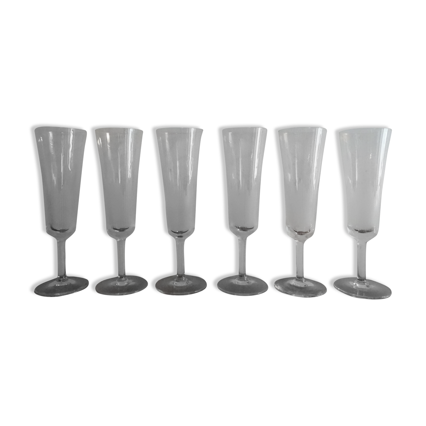6 flutes champagne crystal cut art deco style