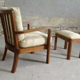Oak armchair and ottoman, 1960