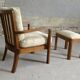 Oak armchair and ottoman, 1960