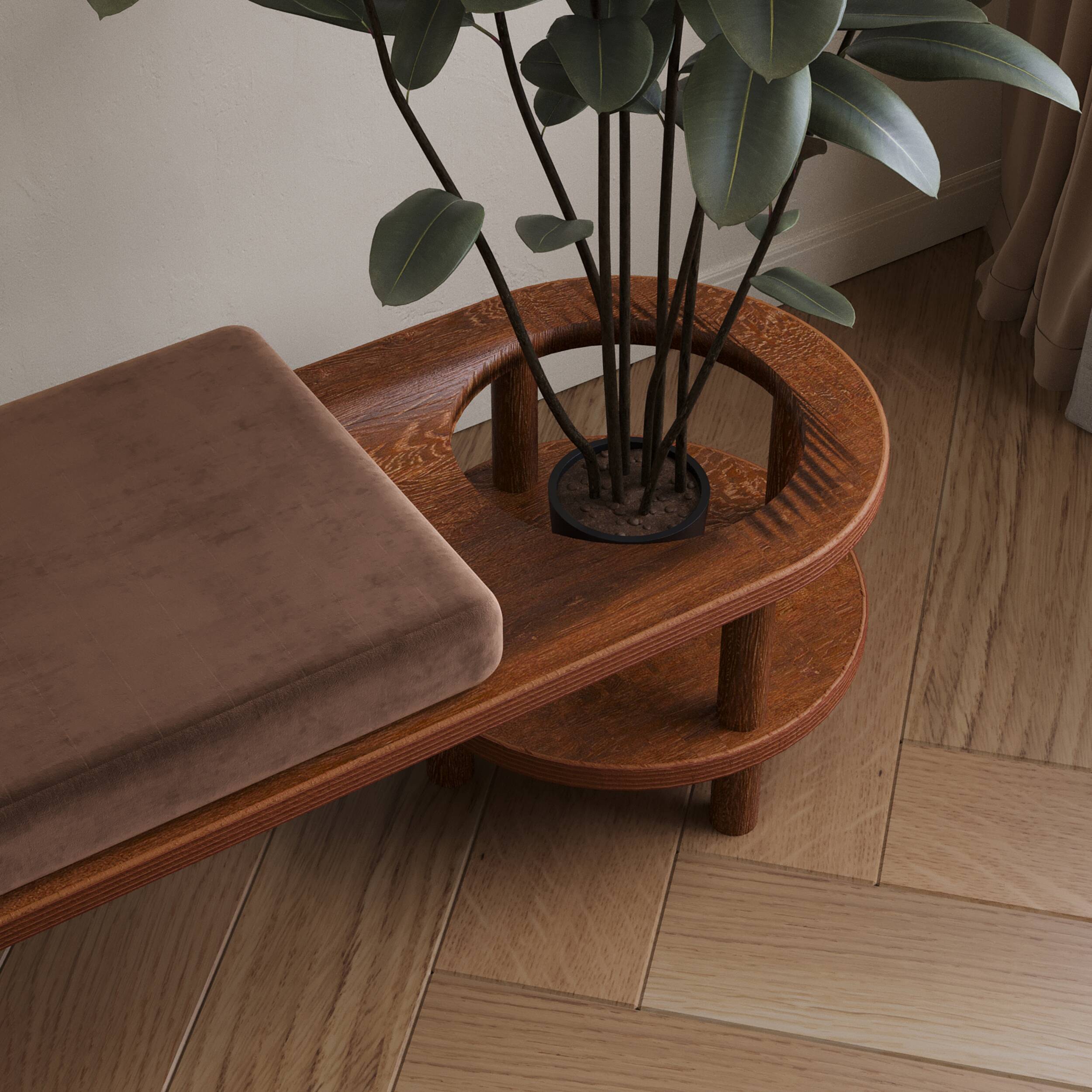 Mid Century Modern Wooden Bench 95x45x45Cm
