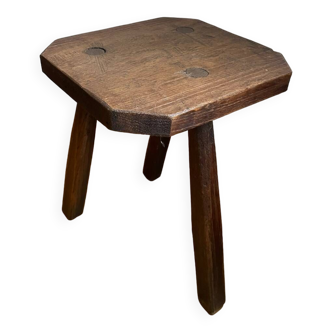Wooden stool with tripod legs