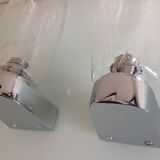 Pair of vintage 1970s-80s glass and chrome wall lights with teardrop shapes