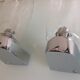Pair of vintage 1970s-80s glass and chrome wall lights with teardrop shapes