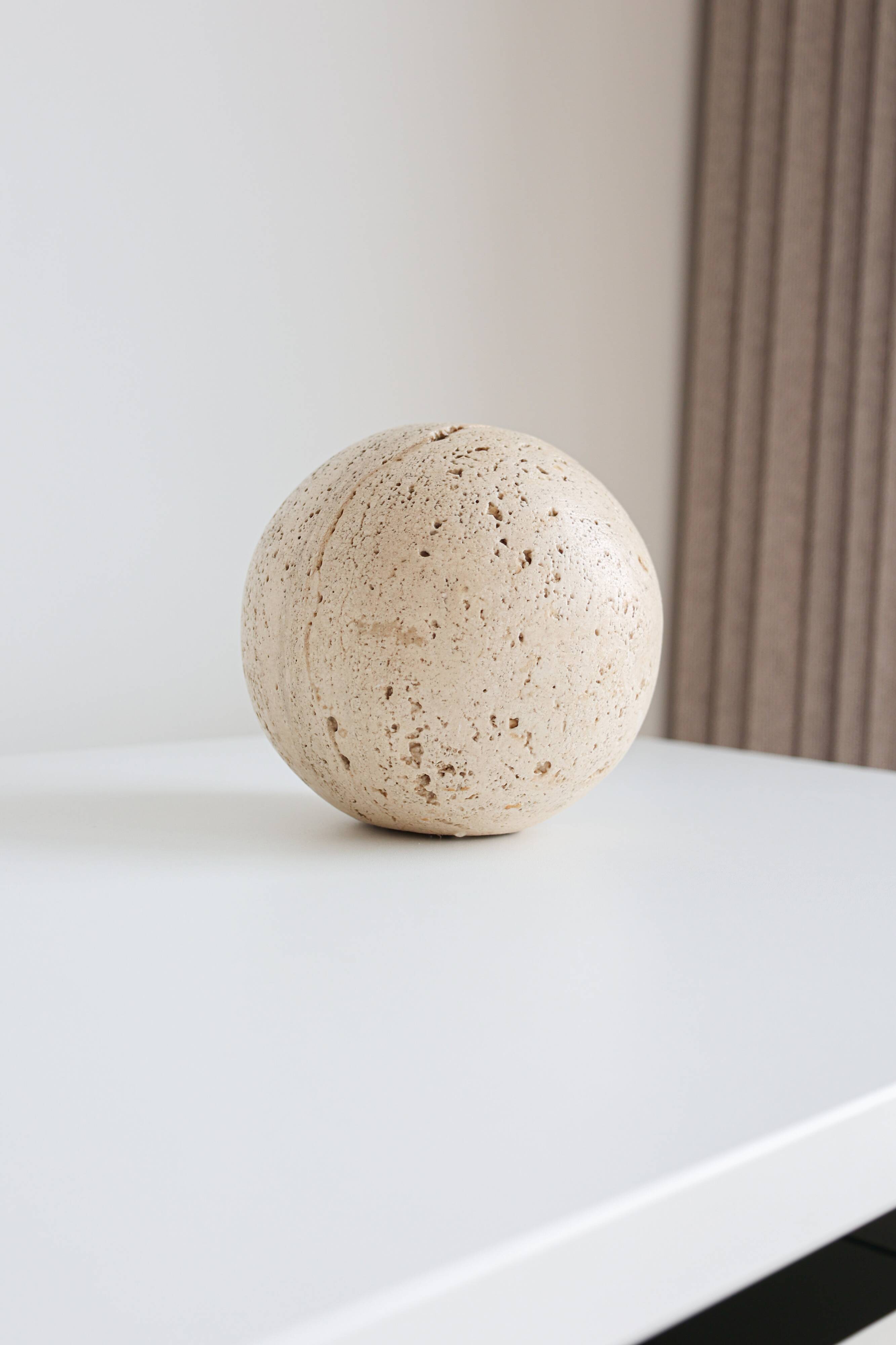 Vintage travertine decorative sphere, 1980s, Italy.