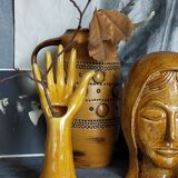 Soliflore baguier hand ceramic iridescent 50s