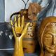 Soliflore baguier hand ceramic iridescent 50s