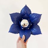 Pair of vintage Masca blue metal flower wall lights