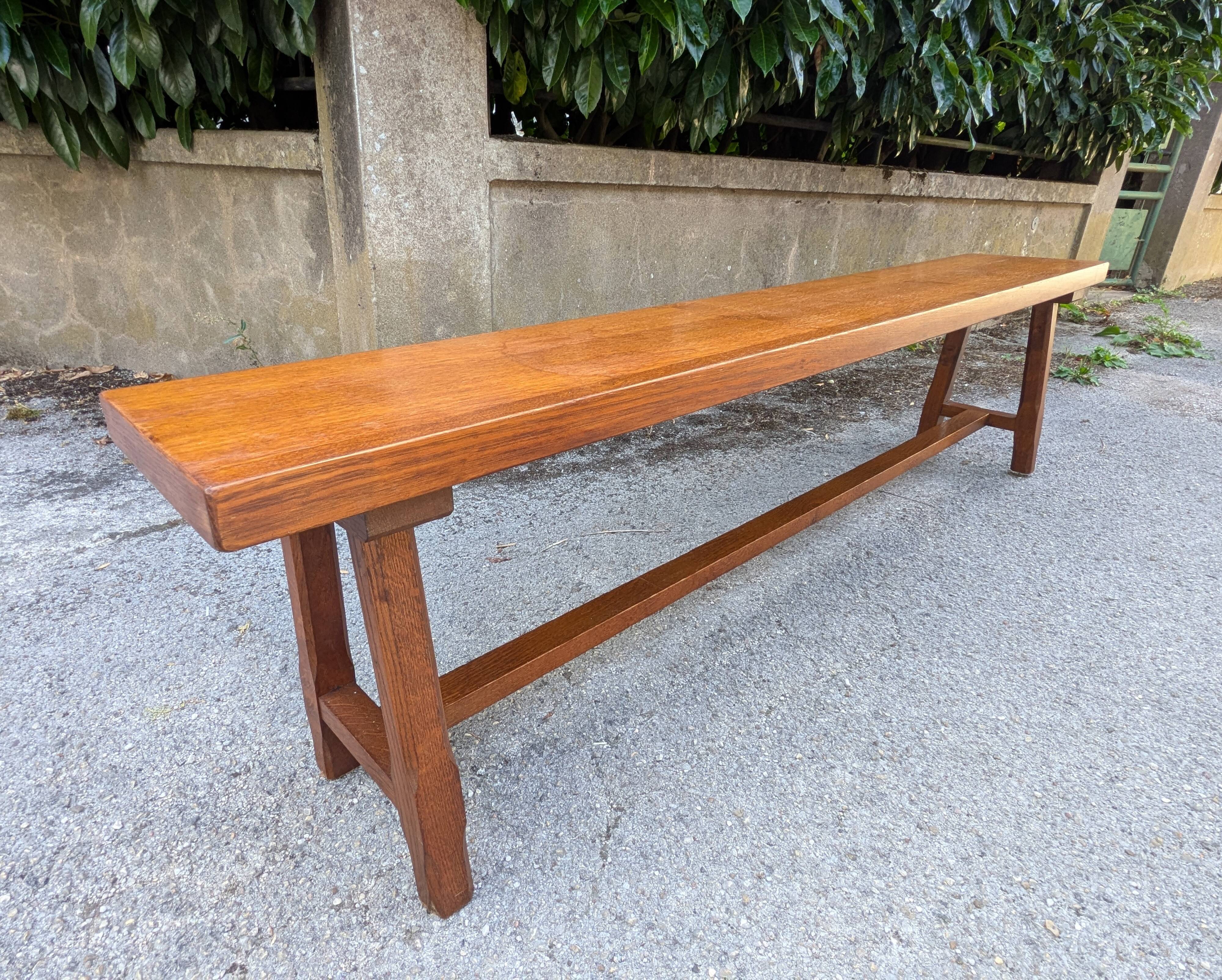 Banc rustique en chêne, France, 1970