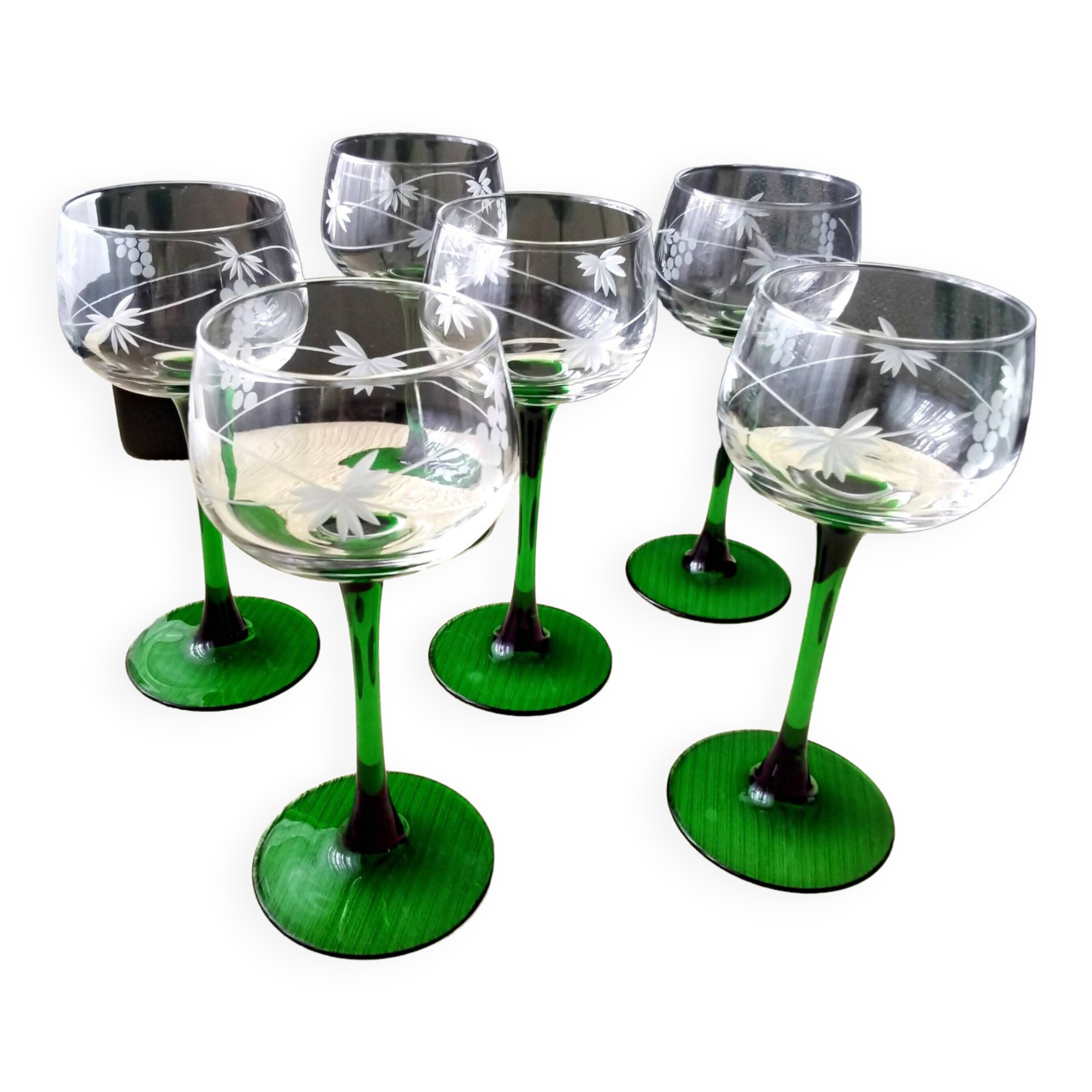 6 Verres à vin blanc d'Alsace Décor gravé Luminarc