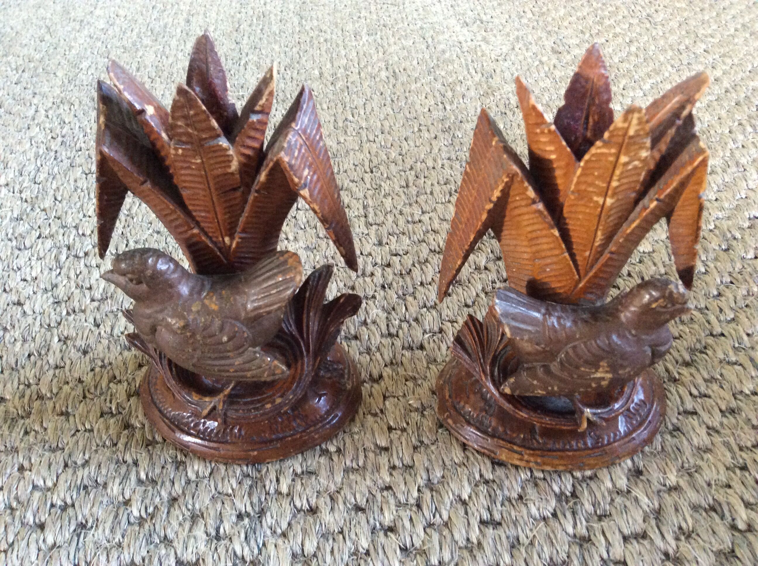2 wooden candle holders