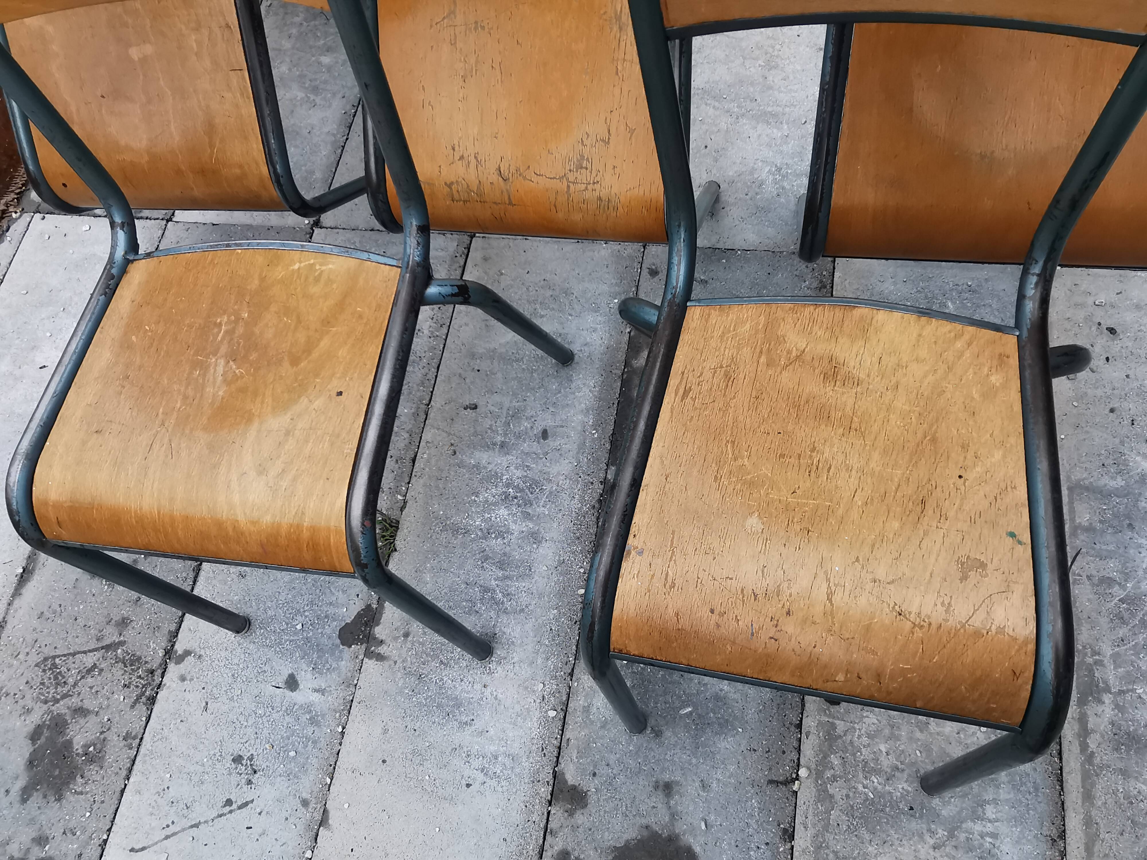 Lot five vintage school chairs