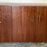 Vintage enfilade 1960-1980's blond walnut veneer handles brass