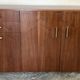 Vintage enfilade 1960-1980's blond walnut veneer handles brass