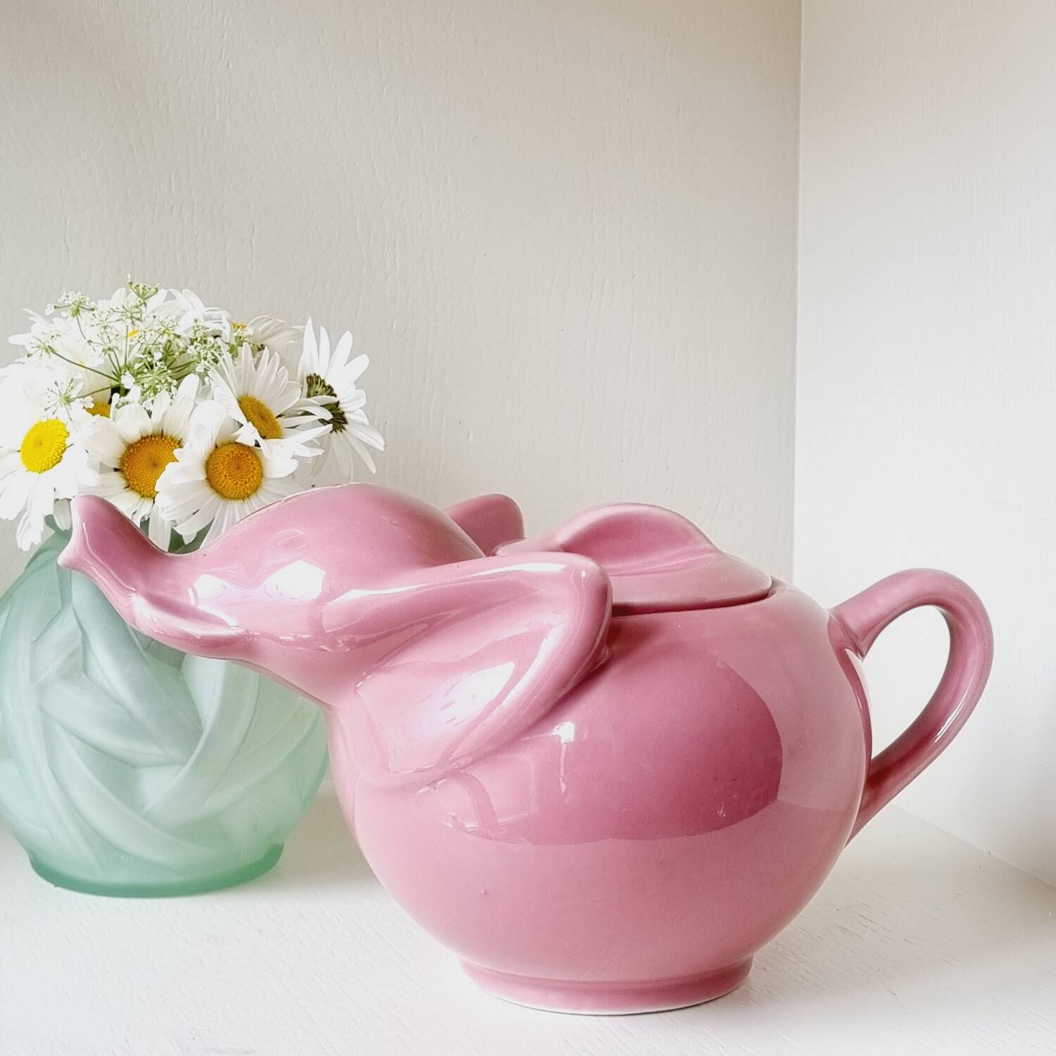 Pink ceramic elephant teapot