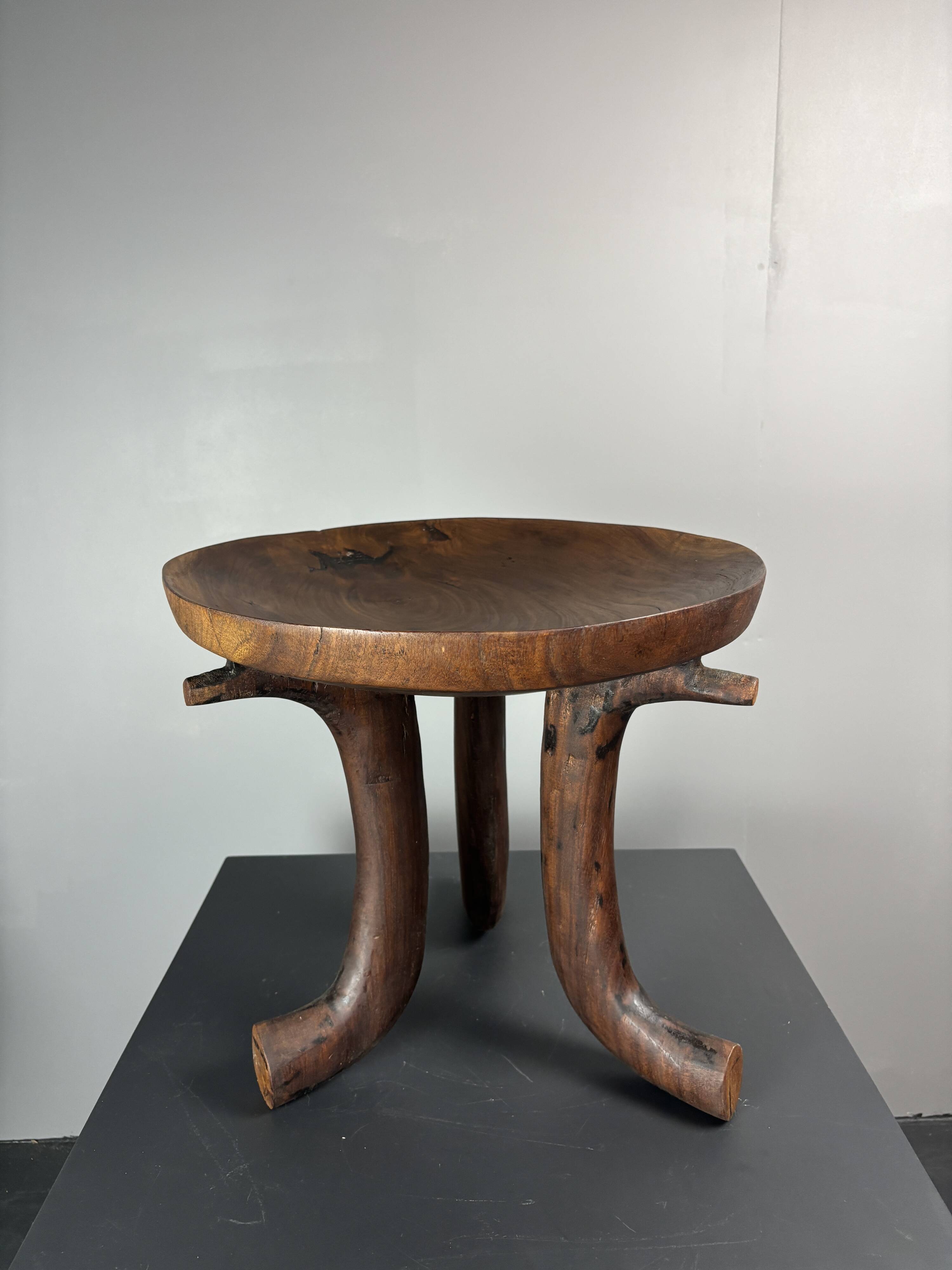 Handmade midcentury African tribal Jimma or Oromo tripod stool side table