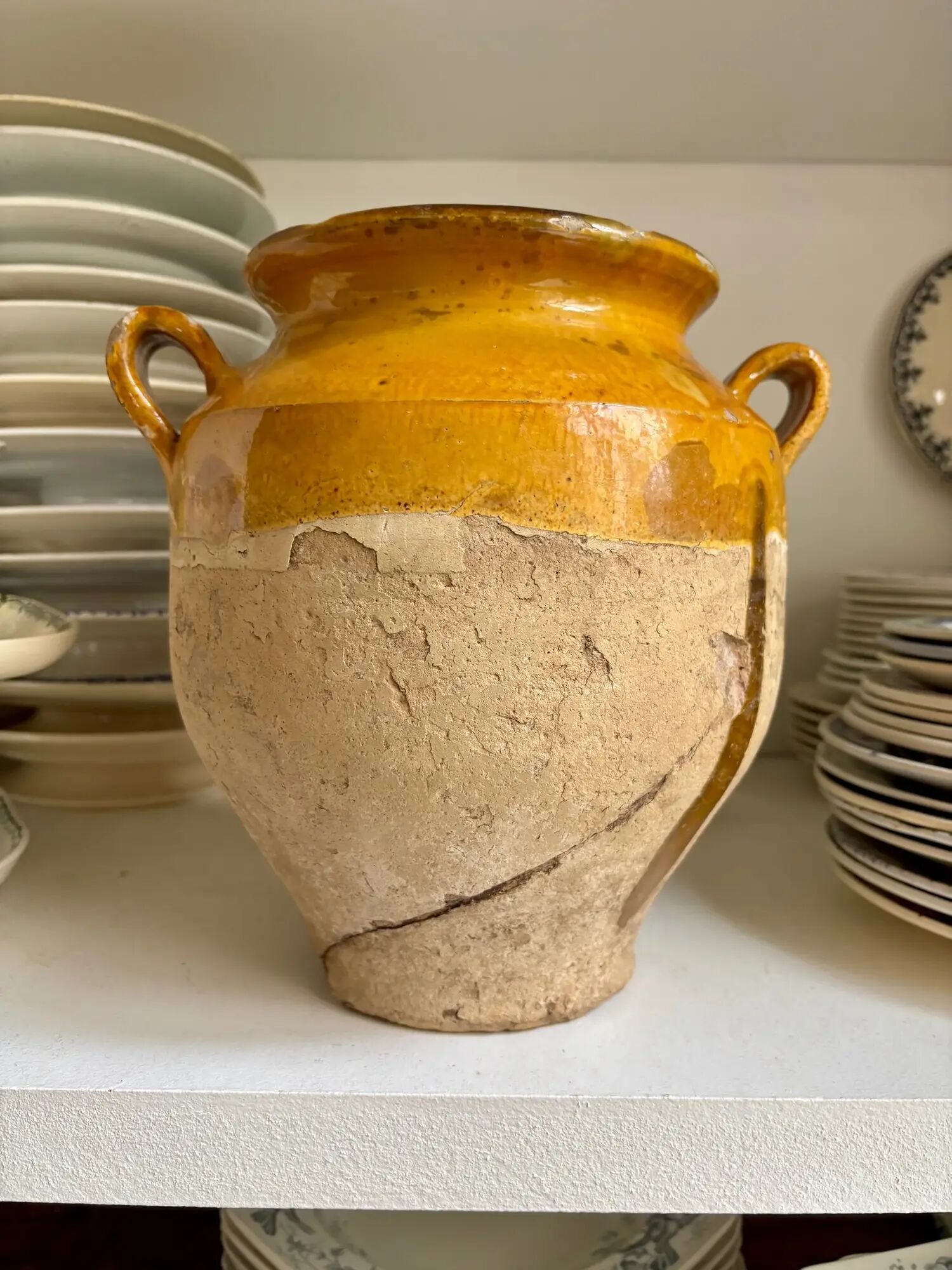 Grease pot, glazed ochre ceramic jar no. 3 - 18th century