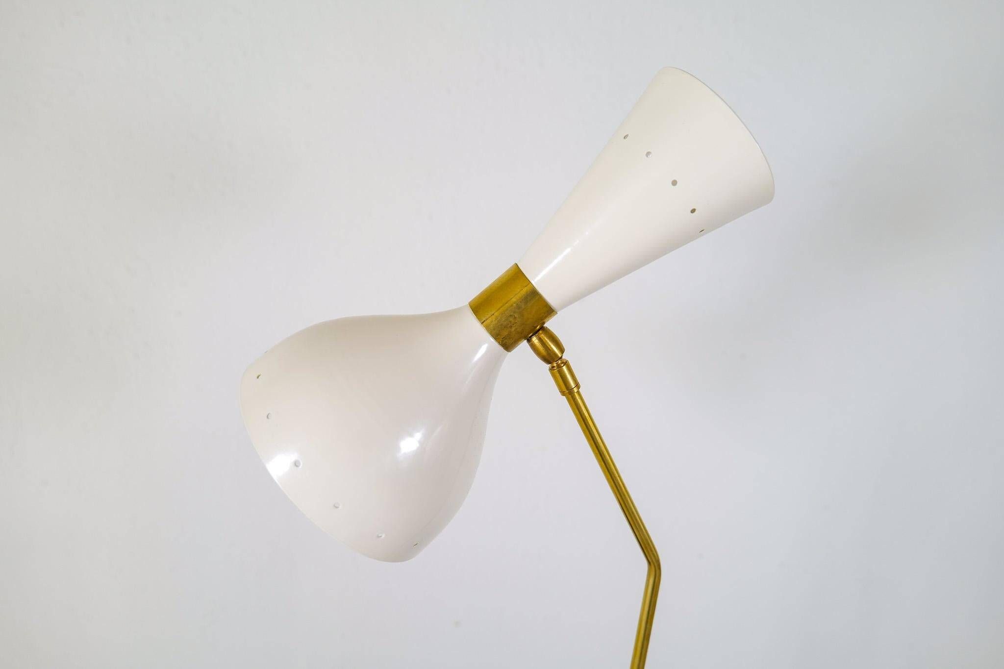 Modern Italian Table Lamp in Brass and Metal, Stilnovo Style