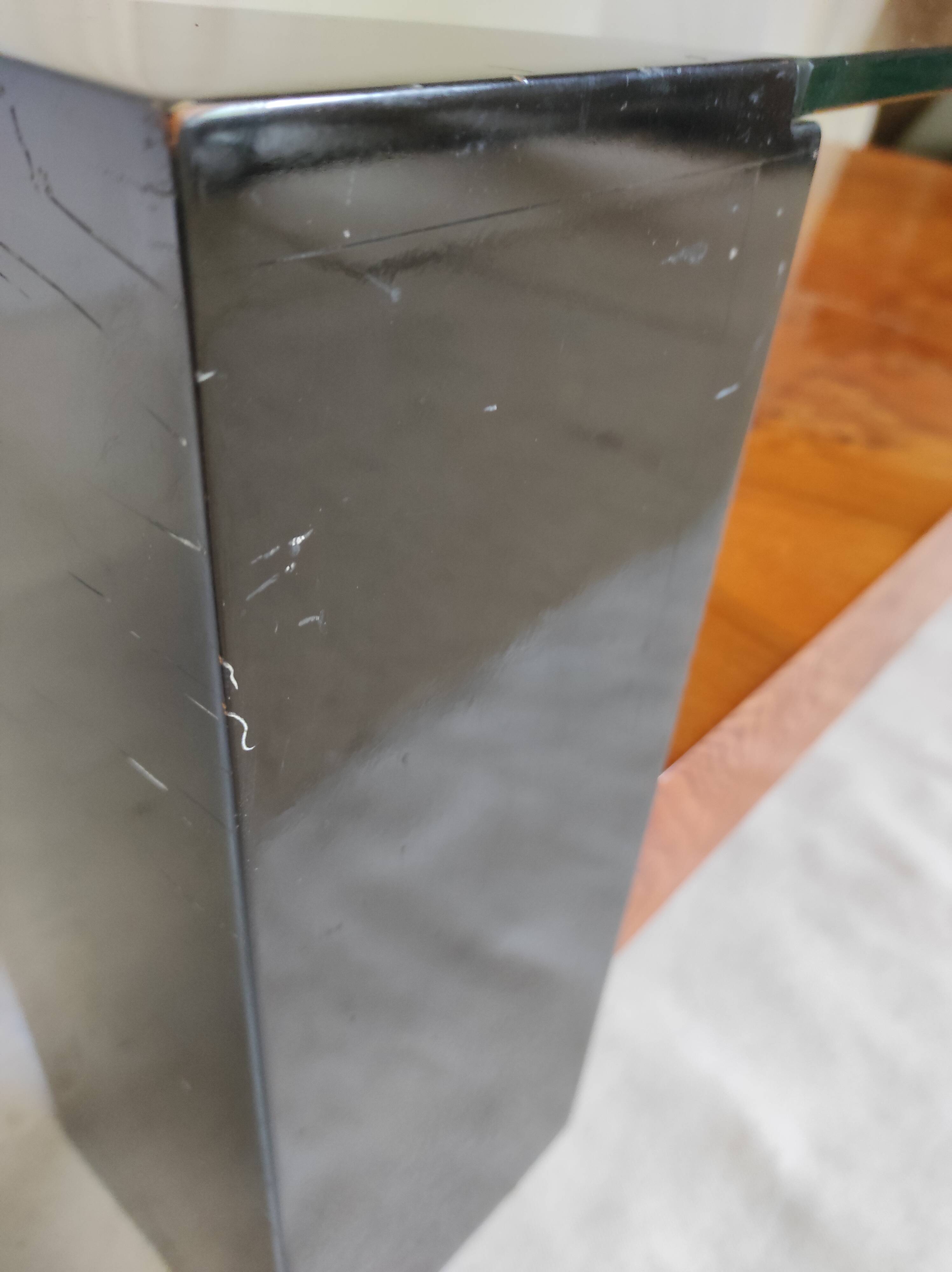 Elm magnifying glass low table circa 1980