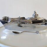 Bateau en inox support vinaigrette vintage années 60