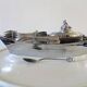 Vintage 60s stainless steel vinaigrette holder boat
