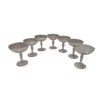 Lot of 7 champagne glasses smoked glass
